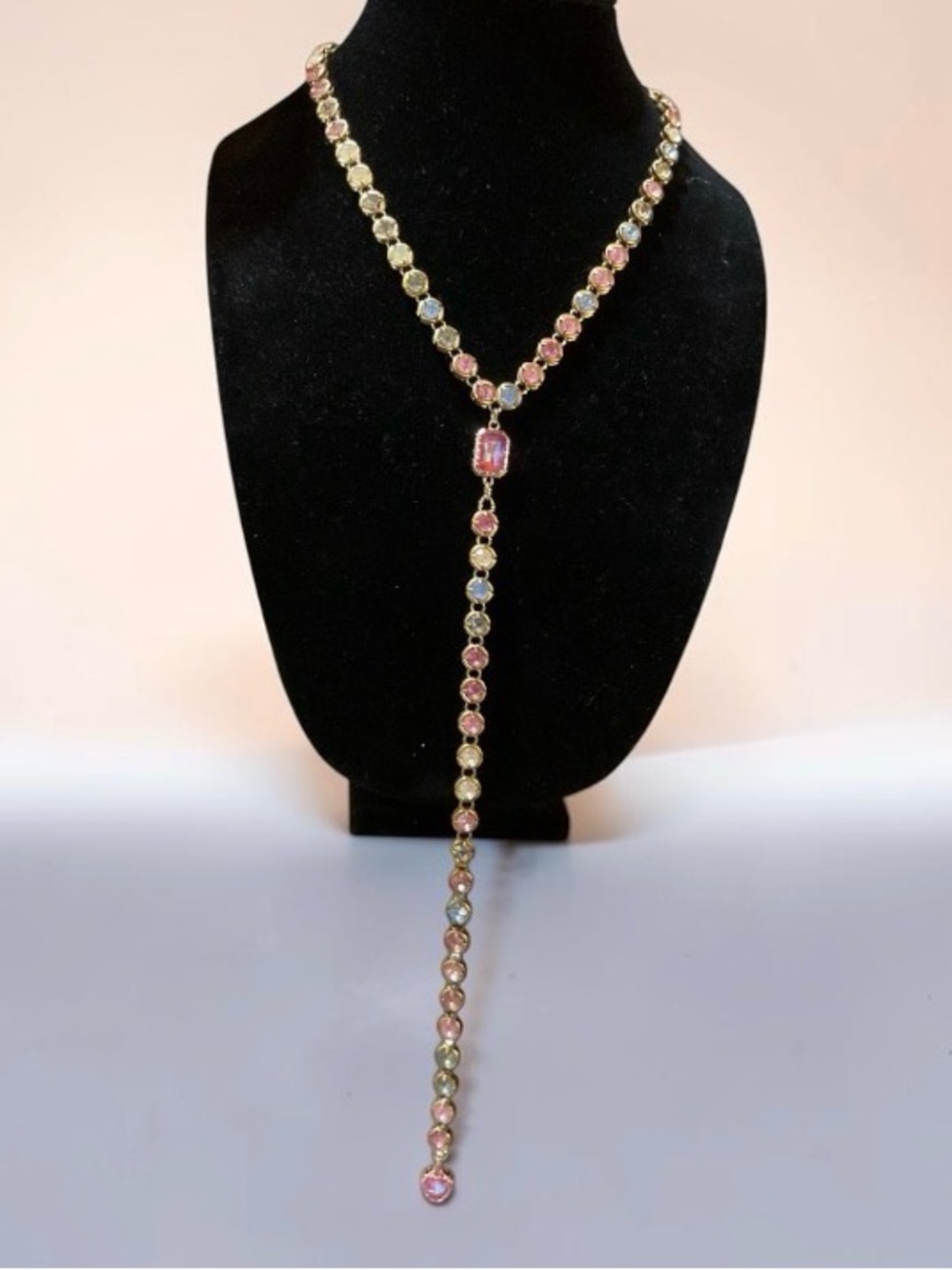 Multicolor Crystal Lariat Necklace NWOT